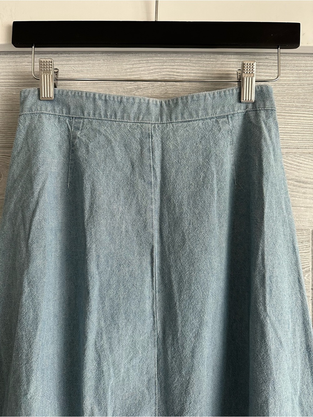 Lauren Ralph Lauren Light Blue Button-Front Maxi Skirt with Lace Ruffle - Picture 11 of 12